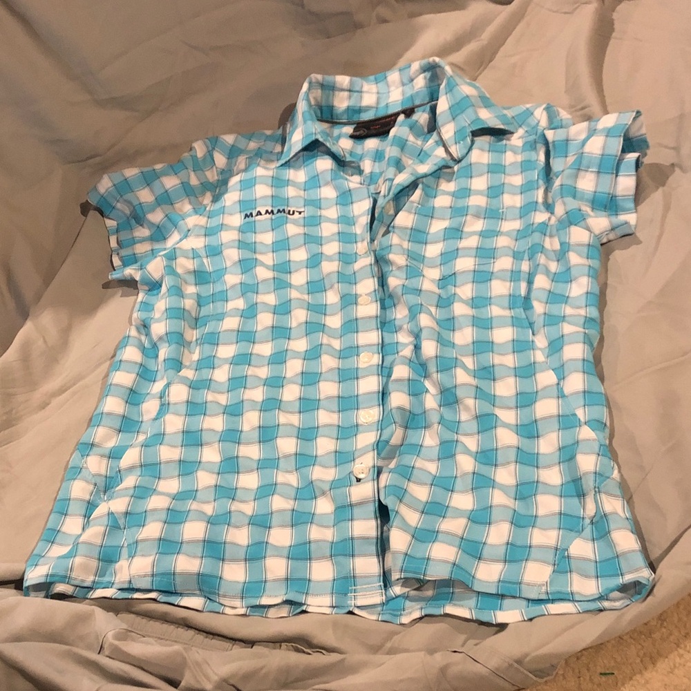 Mammut Blue and White Checked Button-Down Shirt size S